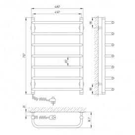 Електричний полотенцесушитель Laris Стандарт П7 Е 450x700 мм лівий 73207086