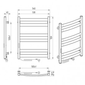 Электрический полотенцесушитель Laris Зебра Атлант ЧКЧ6 500x700 Э подключение слева R3 73207619