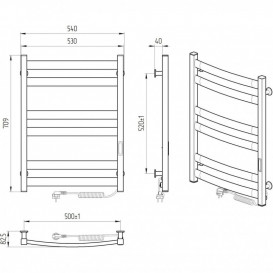 Электрический полотенцесушитель Laris Зебра Атлант ЧКЧ6 500x700 Э подключение справа R3 73207618