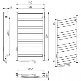 Электрический полотенцесушитель Laris Зебра Атлант ЧФЧ8 500x900 Э подключение слева R3 черный 73207620
