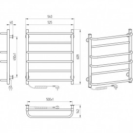 Электрический полотенцесушитель Laris Зебра Комфорт ЧКЧ6 500x600 Э подключение слева R3 черный 73207640