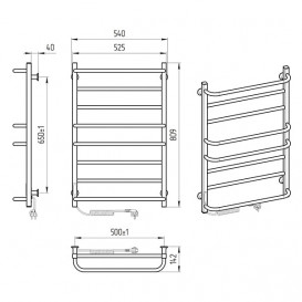 Электрический полотенцесушитель Laris Зебра Комфорт ЧФЧ8 500х800 Э подключение слева R3 черный 73207642