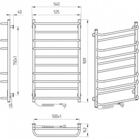 Электрический полотенцесушитель Laris Зебра Комфорт ЧКЧ10 500x900 Э подключение слева R3 черный 73207638