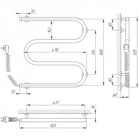Электрический полотенцесушитель Laris Змеевик 25 РС3 Э 500x500 мм левый 73207108