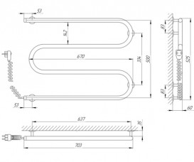Электрический полотенцесушитель Laris Змеевик 25 РС3 Э 700x500 мм левый 73207118