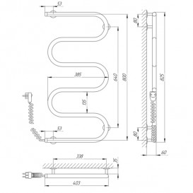 Электрический полотенцесушитель Laris Змеевик 25 РС5 Э 400x800 мм левый 73207120