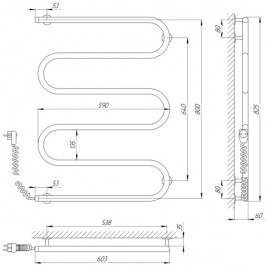 Электрический полотенцесушитель Laris Змеевик 25 РС5 Э 600x800 мм левый 73207128