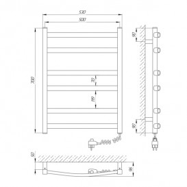 Электрический полотенцесушитель Laris Зебра Атлант ЧК6 Э 500x700 мм правый 73207409