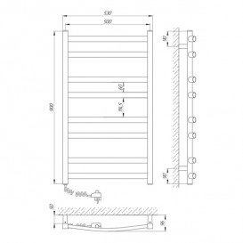 Электрический полотенцесушитель Laris Зебра Атлант ЧК8 Э 500x900 мм левый 73207410