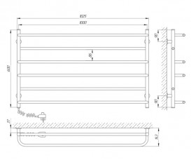 Електричний полотенцесушитель Laris Зебра Практик ЧК6 Е 1000x600 мм лівий 75201025