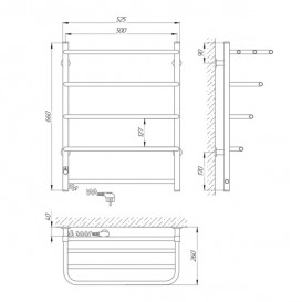 Електричний полотенцесушитель Laris Зебра Стандарт ЧК5 Е 500x660 мм лівий 75201039