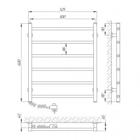 Электрический полотенцесушитель Laris ЗЕБРА АЛЬФА ЧК6 500Х600 Э (подключение слева) белый 77700069
