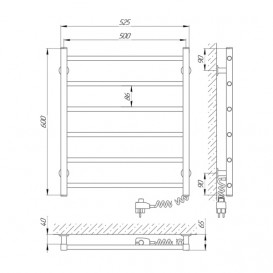 Электрический полотенцесушитель Laris ЗЕБРА АЛЬФА ЧК6 500Х600 Э (подключение справа) белый 77700070