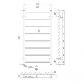 Електричний полотенцесушитель Laris ЗЕБРА АЛЬФА ЧК8 400х800 Е (підключення зліва) білий 77700071