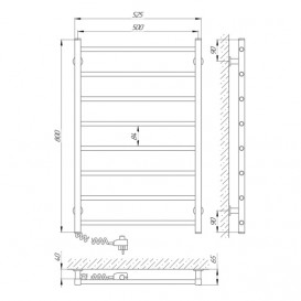 Электрический полотенцесушитель Laris ЗЕБРА АЛЬФА ЧК8 500Х800 Э (подключение слева) белый 77700073