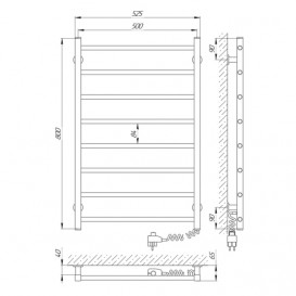 Електричний полотенцесушитель Laris ЗЕБРА АЛЬФА ЧК8 500х800 Е (підключення праворуч) білий 77700074