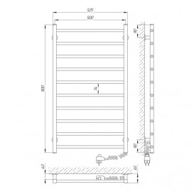 Электрический полотенцесушитель Laris ЗЕБРА АЛЬФА ЧК10 500Х900 Э (подключение справа) белый 77700066
