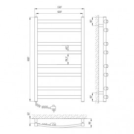 Електричний полотенцесушитель Laris ЗЕБРА АТЛАНТ ЧК8 500х900 Е (підключення зліва) білий  77700098