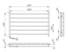 Электрический полотенцесушитель Laris ЗЕБРА ГОРИЗОНТ ЧК6 1000Х600 Э (подключение слева) белый 77700080