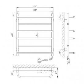 Електричний полотенцесушитель Laris ЗЕБРА КОМФОРТ ЧК6 500х600 Е (підключення праворуч) білий 77700093