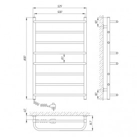 Электрический полотенцесушитель Laris ЗЕБРА КОМФОРТ ЧК8 500Х800 Э (подключение слева) белый 77700094