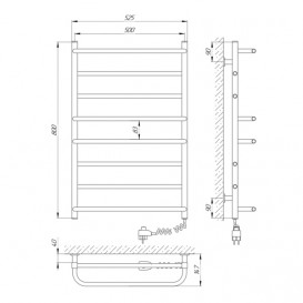 Электрический полотенцесушитель Laris ЗЕБРА КОМФОРТ ЧК8 500Х800 Э (подключение справа) белый 77700095