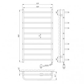 Електричний полотенцесушитель Laris ЗЕБРА КОМФОРТ ЧК10 500х900 Е (підключення праворуч) білий 77700091