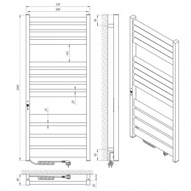 Электрический полотенцесушитель Laris ЗЕБРА ЛАВИНА ЧК13 500Х1200 Э (подключение слева) белый 75201089