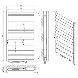 Електричний полотенцесушитель Laris ЗЕБРА ЛАВИНА ЧКЧ10 500х900 Е (підключення зліва) чорний 75201091