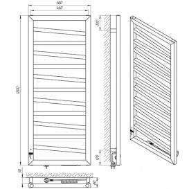 Электрический полотенцесушитель Laris ЗЕБРА МИРАЖ ЧКЧ11 500Х1200 Э (подключение справа) черный 71207715