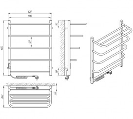 Электрический полотенцесушитель Laris ЗЕБРА СТАНДАРТ ЧК5 500Х660 Э (подключение слева) белый 77700075