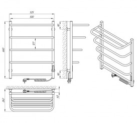 Электрический полотенцесушитель Laris ЗЕБРА СТАНДАРТ ЧК5 500Х660 Э (подключение справа) белый 77700076