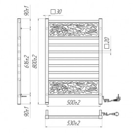 Электрический полотенцесушитель Mario Анталия-І TR 800х530/500 нержавеющая сталь 4820111355716