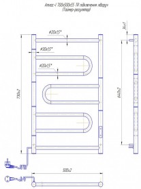 Электрический полотенцесушитель Mario Атлас-І TR 700х500x55 левое подключение 4820111356058