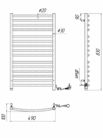 Электрический полотенцесушитель Mario Феникс-I 830x500 мм 4820111354672