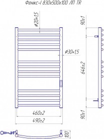 Электрический полотенцесушитель Mario Феникс-I TR 830x500/100 левое подключение 4820111356102