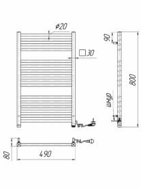 Електричний полотенцесушитель Mario Гера-I 800х500 мм 4820111354696