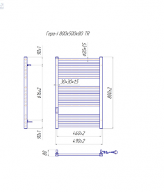 Электрический полотенцесушитель Mario Гера-I TR 800x500/80 правое подключение 4820111355693