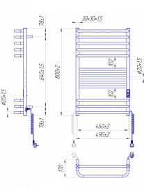 Електричний полотенцесушитель MARIO Гера-Люкс-I 800x500/170 TR K  полірована сталь 4820111357109