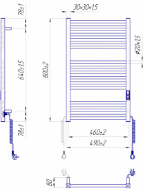 Электрический полотенцесушитель MARIO Гера-I 800х500/80 TR K полированная сталь 4820111356737