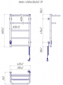 Електрична рушникосушка Mario Hotel-I TR 650х430/240 праве підключення 4820111355532