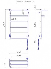 Електрична рушникосушка Mario Hotel-I TR 800х530/240 праве підключення 4820111355549