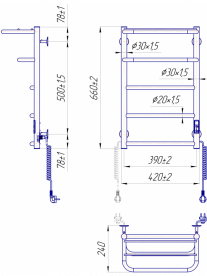 Електричний полотенцесушитель MARIO Hotel-І 650х430/240 TR K полірована сталь 4820111356652