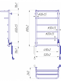 Электрический полотенцесушитель MARIO Hotel-І 800х530/240 TR K полированная сталь 4820111356669