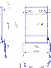 Электрический полотенцесушитель Mario Классик HP-I 800x530 TR K белый глянец 4820111357260