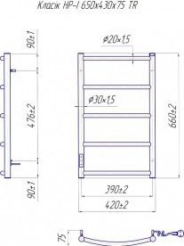 Электрический полотенцесушитель Mario Классик HP-I TR 650x430/75 правое подключение 4820111355419