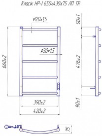 Электрический полотенцесушитель Mario Классик HP-I TR 650x430/75 левое подключение 4820111355853