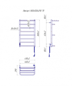 Электрический полотенцесушитель Mario Люксор-I TR 800х500/290 правое подключение  4820111355839