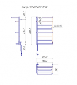 Электрический полотенцесушитель Mario Люксор-I TR 800х500/290 левое подключение 4820111356171