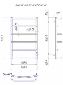 Электрический полотенцесушитель Mario Люкс HP-I TR 800x530/150 левое подключение 4820111355891